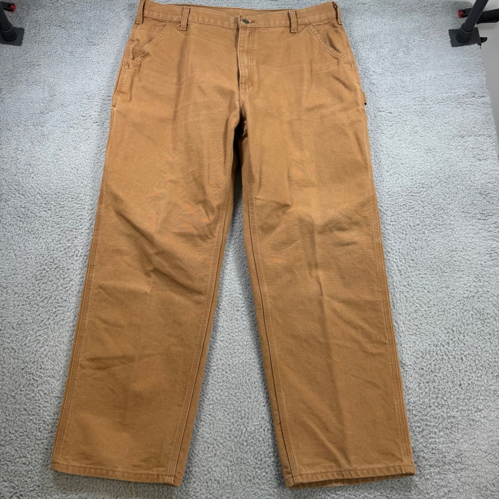 Carhartt Men 40x31 Brown Washed Duck Cotton Work Dungaree Carpenter Pants